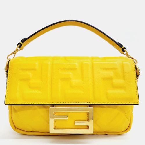 Zucca Embossed Leather Mini Baguette Bag - Fendi - Modalova