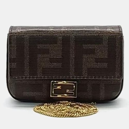 Mogano Panna Glazed Fabric FF 1974 Nano Baguette Charm - Fendi - Modalova