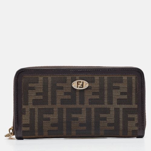 Tobacco Zucca Canvas and Leather FF Zip Around Wallet - Fendi - Modalova