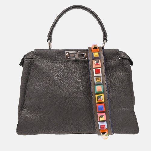 Fendi Gray Leather Peekaboo Handbag - Fendi - Modalova