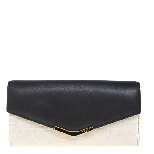 Off /Black Leather Envelope Continental Wallet - Fendi - Modalova