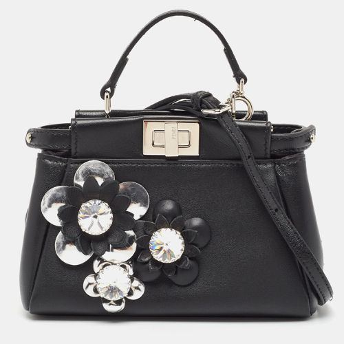 Leather Micro Crystal Embellished Peekaboo Crossbody Bag - Fendi - Modalova