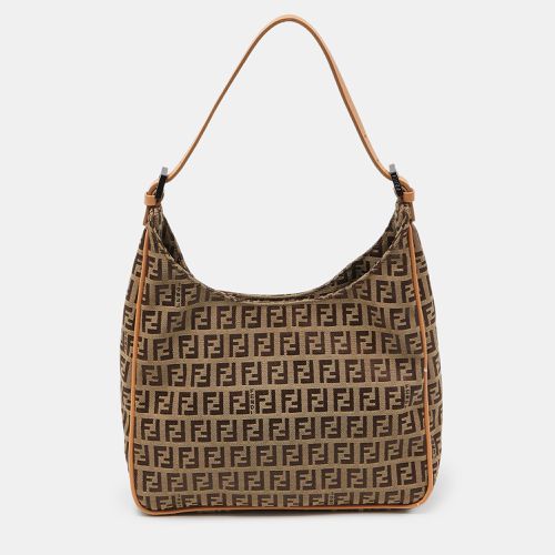 Brown/ Zucchino Canvas and Leather Shoulder Bag - Fendi - Modalova