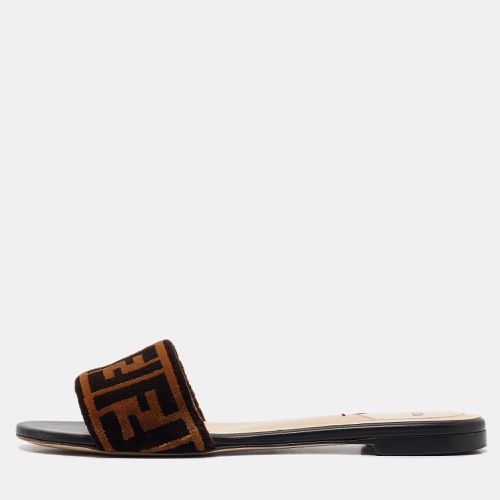 Zucca Velvet Flat Slides Size 39 - Fendi - Modalova