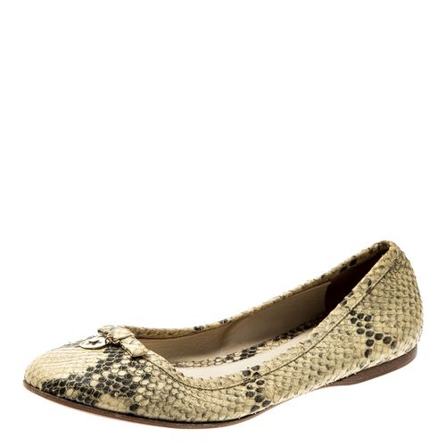 Python Leather Bow Detail Ballet Flats Size 38 - Fendi - Modalova