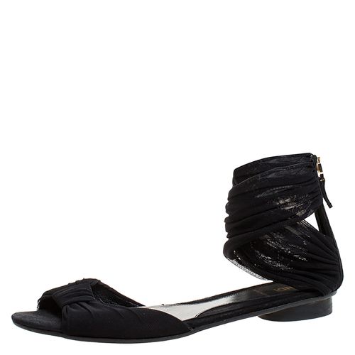 Mesh Fabric Open Toe Flat Sandals Size 36.5 - Fendi - Modalova