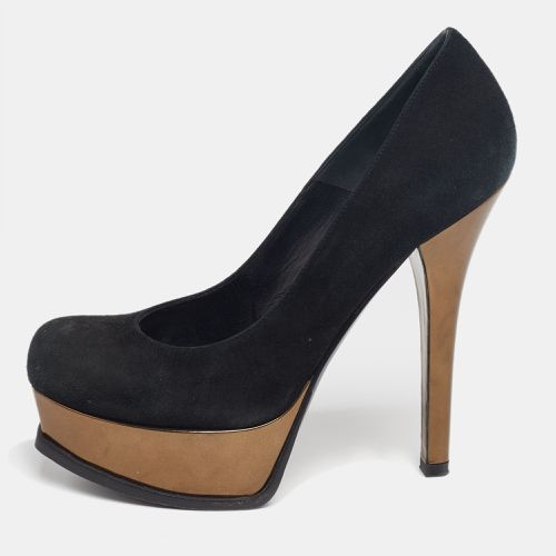 Bronze Suede And Leather sta Platform Pumps Size 37 - Fendi - Modalova