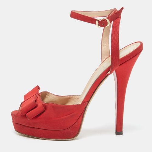 Fabric Bow Ankle Strap Platform Sandals Size 40 - Fendi - Modalova