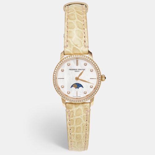 MOP Slimline Moonphase 18K Gold FC-206MPWD1SD9 Women's Wristwatch 30MM - Frederique Constant - Modalova