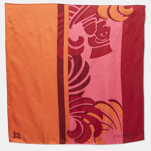 Orange Printed Silk Magic Sphinx Square Scarf - Frey Wille - Modalova