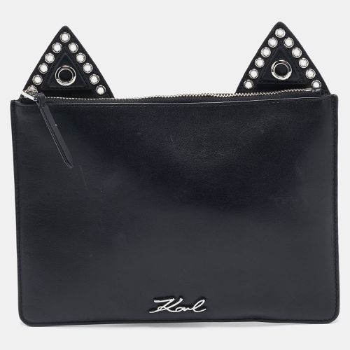 Leather Eyelet Cat Ear Pouch - Karl Lagerfeld - Modalova