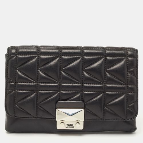 Quilted Leather Pushlock Flap Clutch - Karl Lagerfeld - Modalova