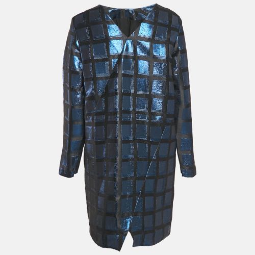 Metallic /Black Square Jacquard V-Neck Shift Dress L - Kenzo - Modalova