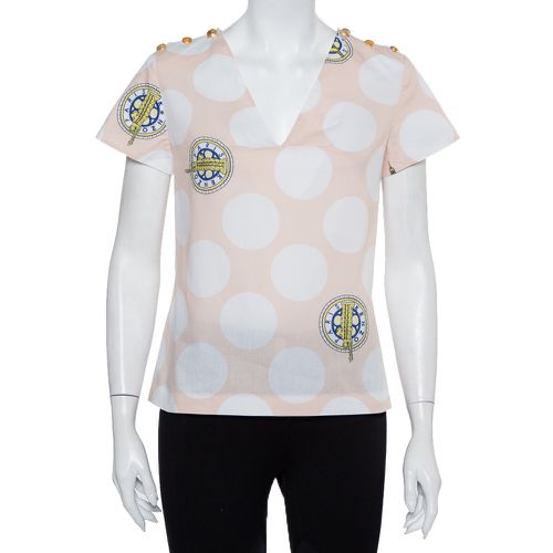 Polka Dot Logo Printed Cotton V-Neck Top S - Kenzo - Modalova