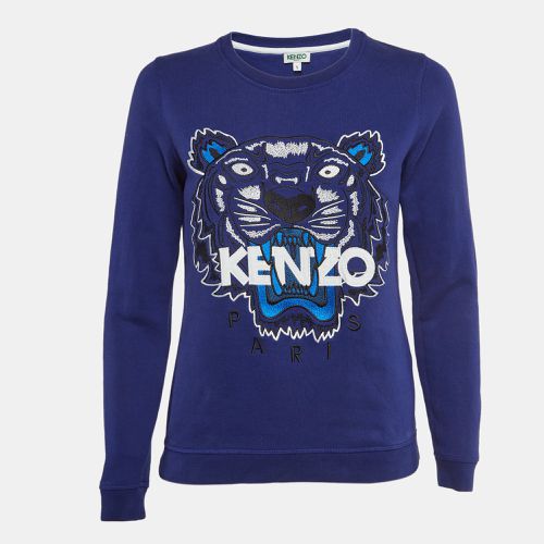 Logo Embroidered Cotton Crew Neck Sweatshirt S - Kenzo - Modalova