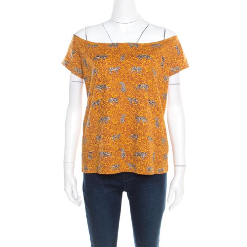 Mustard Scribble Print Cotton Off Shoulder Top XL - Kenzo - Modalova