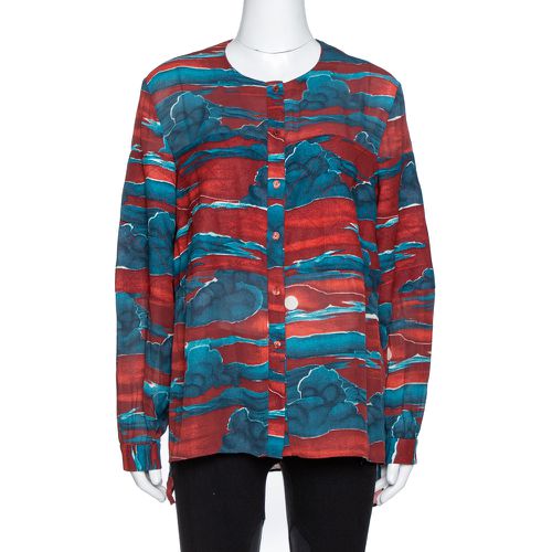 Maroon Cloud Print Chiffon Long Sleeve Blouse L - Kenzo - Modalova