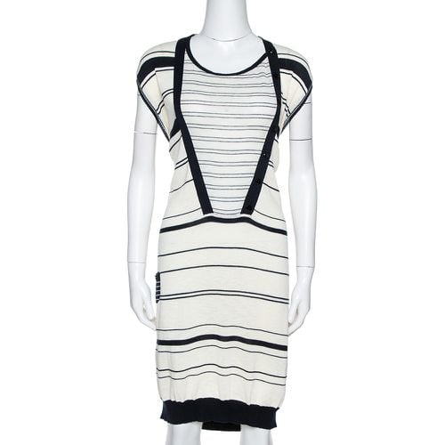 Off & Navy Striped Cotton Knit Sweater Dress L - Kenzo - Modalova