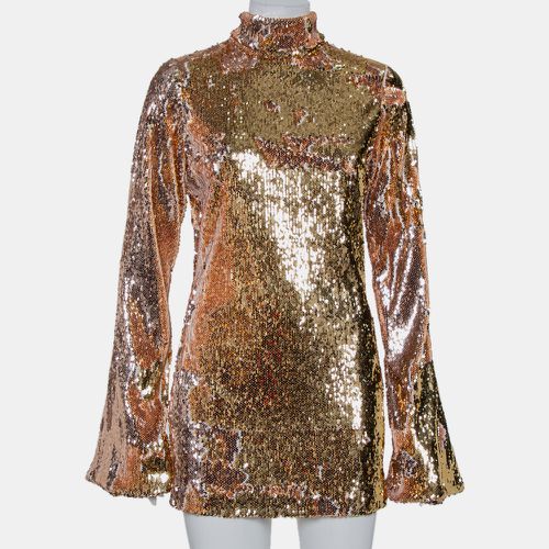 Sequin Embellished Knit Bell Sleeve Detail Mini Dress S - Halpern - Modalova