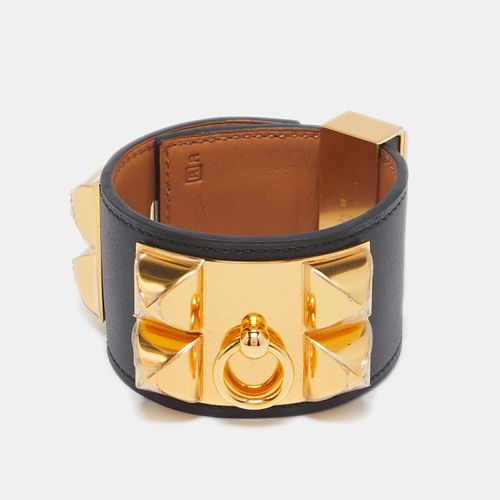 Collier de Chien Leather Gold Plated Cuff Bracelet - Hermes - Modalova