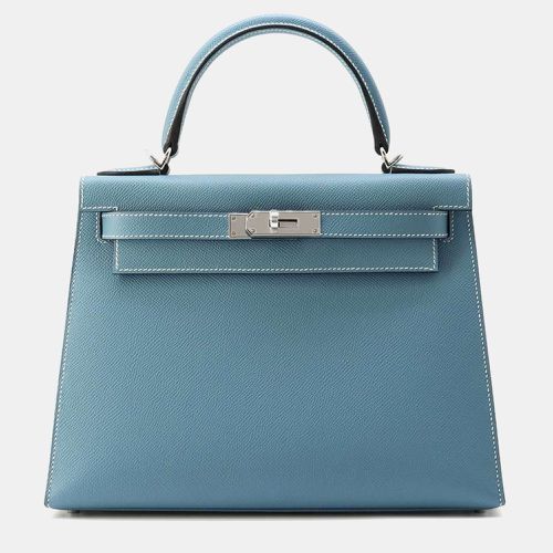 Bleu Jean Leather Kelly Sellier 28 Top Handle Bag - Hermes - Modalova