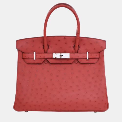 Bougainvillier Ostrich Leather Birkin 30 Tote Bag - Hermes - Modalova