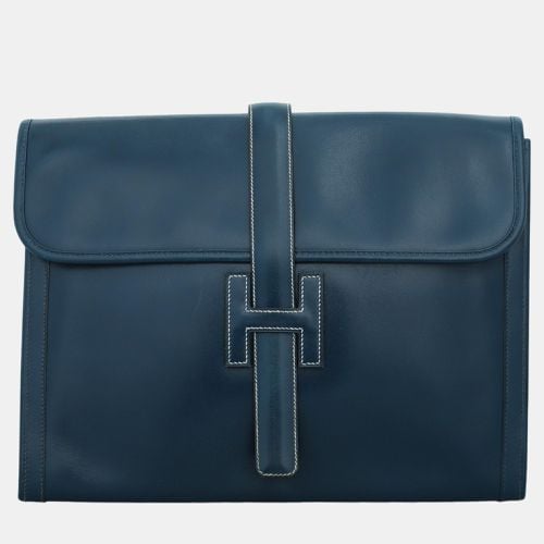 Navy Leather Jige GM Clutch - Hermes - Modalova