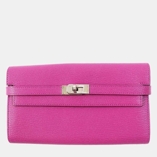 Kelly Wallet Rose Silver Leather - Hermes - Modalova