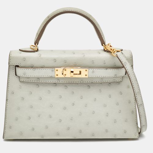 Hermès Gris Perle Ostrich Gold Finish Mini Kelly II Sellier 20 Bag - Hermes - Modalova