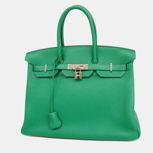 Handbag Birkin Verso 35 A Stamp Taurillon Clemence Vert Vertigo Fonce Ladies - Hermes - Modalova