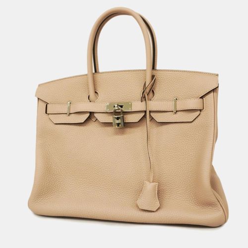 Glycine Taurillon Clemence Birkin Engraved Handbag - Hermes - Modalova