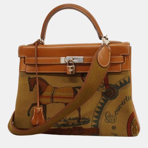 Barenia Toile Couver Faube Tundra Kelly Engraved Handbag - Hermes - Modalova