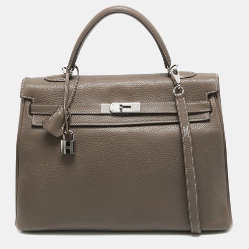 Etain Taurillion Clemence Leather Palladium Finish Kelly Retourne 35 Bag - Hermes - Modalova