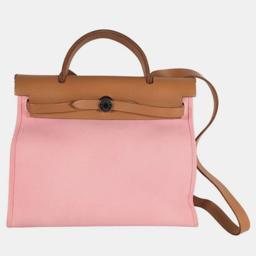 Rose Confetti Calfskin /Canvas Herbag 31 Handbag - Hermes - Modalova