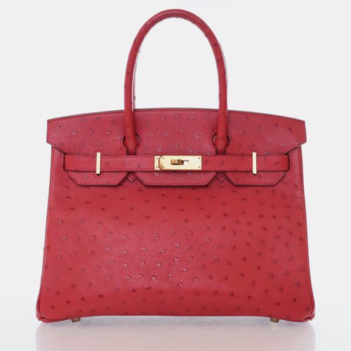 Rouge Vif Ostrich Birkin 30 Handbag - Hermes - Modalova