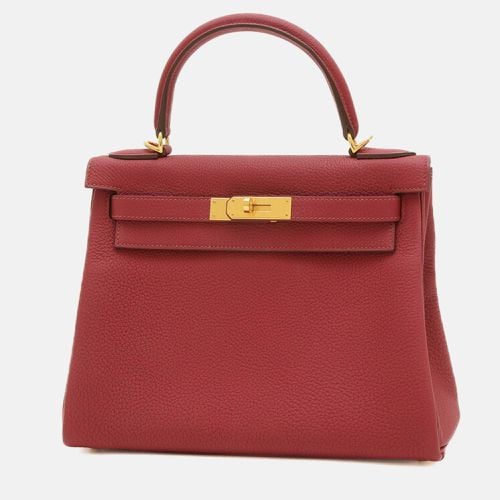 Rouge Grenat Taurillon Clemence Leather Kelly 28 Tote Bag - Hermes - Modalova