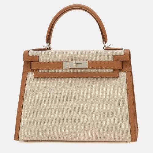 Ecru Fauve Toile H Swift Kelly 28 Handbag - Hermes - Modalova