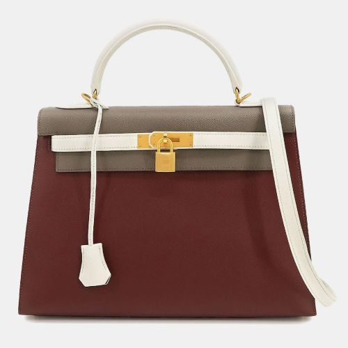 Kelly 32 Personal SPO 2way Hand Shoulder Bag Epson Rouge Ash Ethane White X Engraved Outside Sewing - Hermes - Modalova