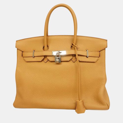 Handbag Birkin 35 Taurillon Clemence Tabac Camel Silver Hardware Ladies - Hermes - Modalova