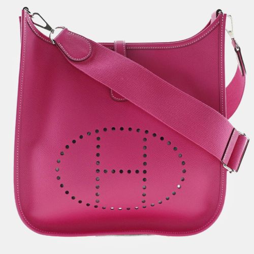 Evelyn 3PM Shoulder Bag Vaux Epson Rose Tyrian Made in France 2014 /Silver Hardware R Crossbody Snap Button Ladies - Hermes - Modalova