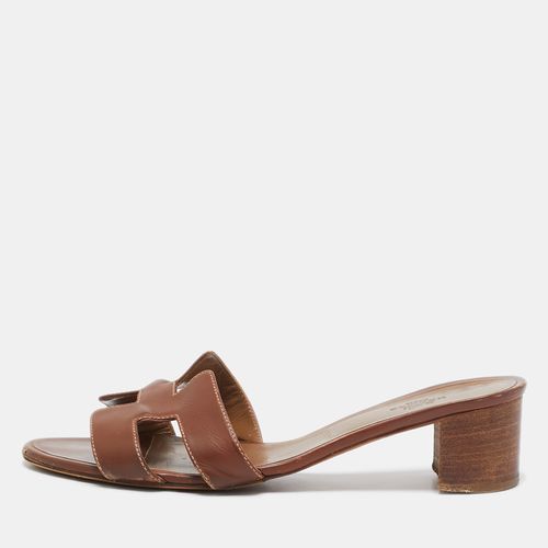 Leather Oasis Block Heel Slide Sandals Size 41 - Hermes - Modalova