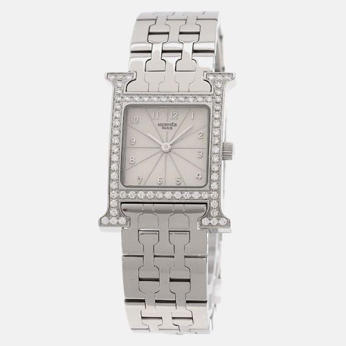 Ivory Stainless Steel Heure H Quartz Women's Wristwatch 21 mm - Hermes - Modalova