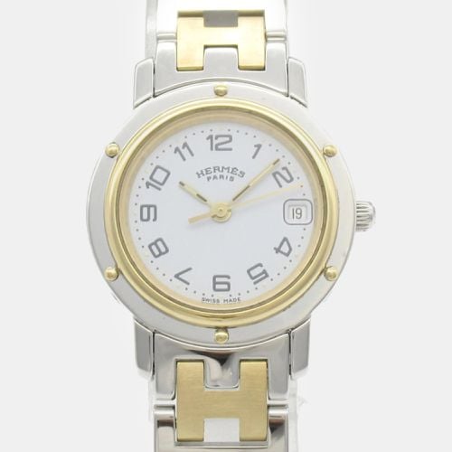 Yellow Gold Plated Stainless Steel Clipper CL4.220 Quartz Women's Wristwatch 24 mm - Hermes - Modalova