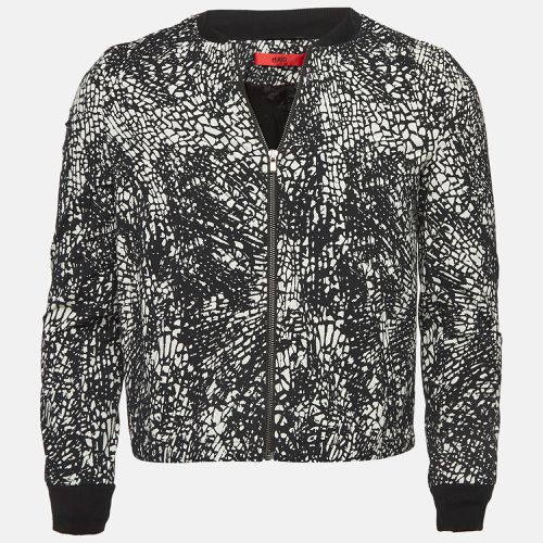 Boss By /White Printed Cotton Blend Crinkled Bomber Jacket S - Hugo Boss - Modalova