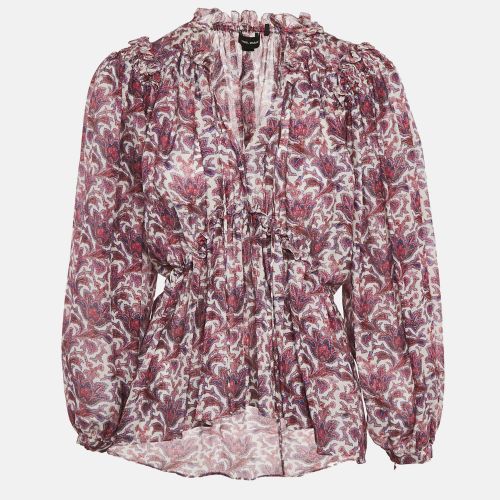 Purple Printed Silk Ruffle Detail Top S - Isabel Marant - Modalova