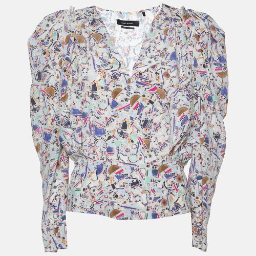 Amba Print Stretch Silk Long Sleeve Blouse M - Isabel Marant - Modalova