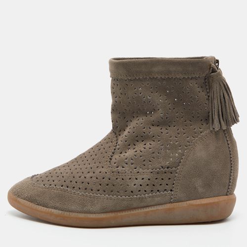 Cutout Suede Tassel Embellished "Beslay" Wedge Ankle Boots Size 38 - Isabel Marant - Modalova