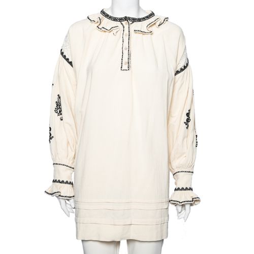 Off White Embroidered Ruffled Oversized Top S - Isabel Marant Etoile - Modalova