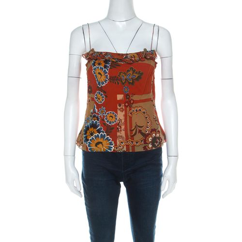 Rust Floral Print Silk Camisole Top M - John Galliano - Modalova