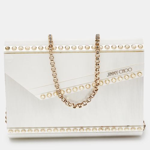 Off Pearl Embellished Acrylic and Leather Candy Chain Clutch - Jimmy Choo - Modalova